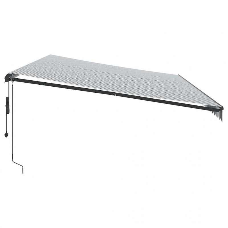 Markise Automatisch mit LEDs Anthrazit & Weiß 600x300 cm