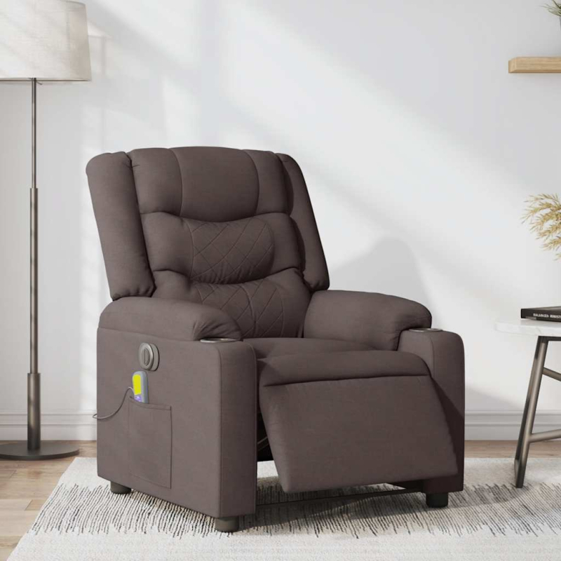 Massagesessel Elektrisch Dunkelbraun Stoff