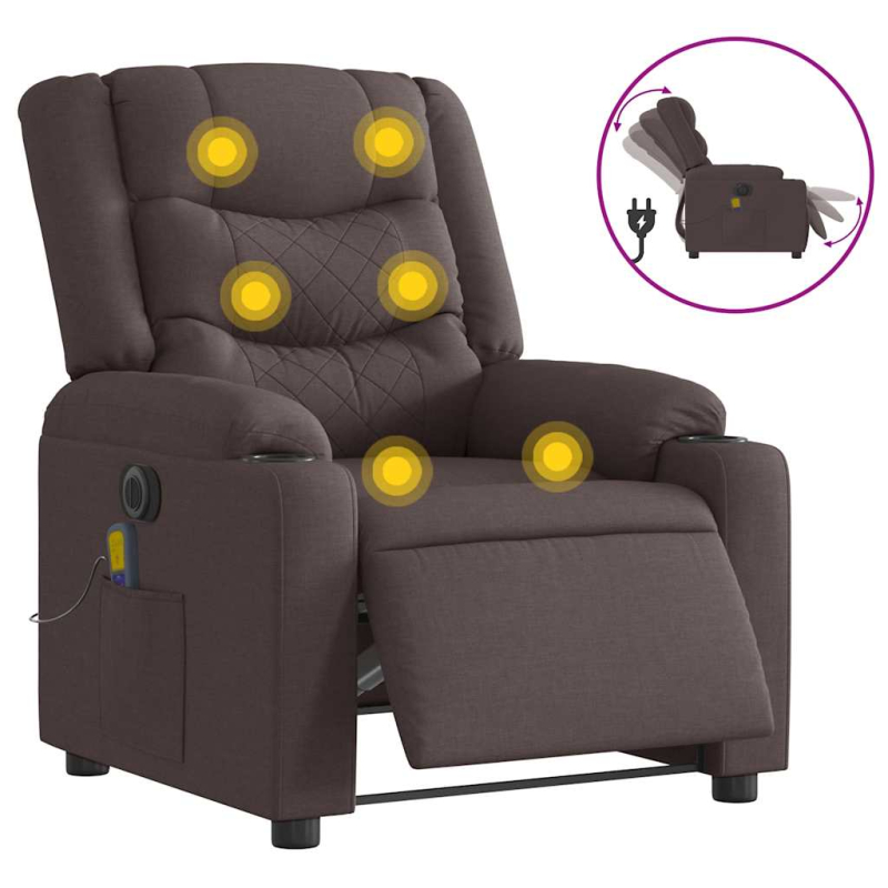 Massagesessel Elektrisch Dunkelbraun Stoff