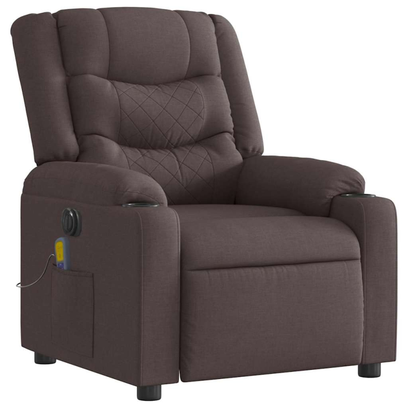Massagesessel Elektrisch Dunkelbraun Stoff