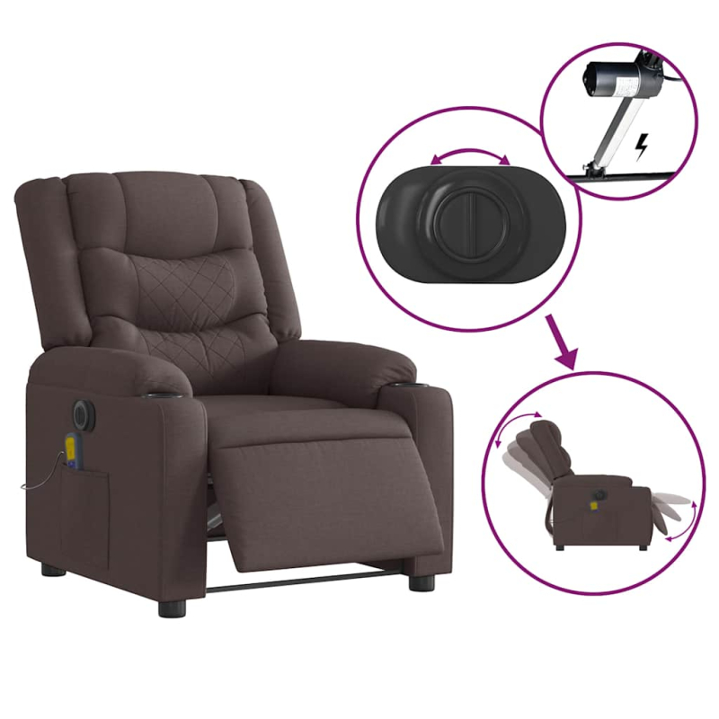 Massagesessel Elektrisch Dunkelbraun Stoff