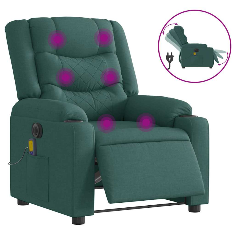 Massagesessel Elektrisch Dunkelgrün Stoff