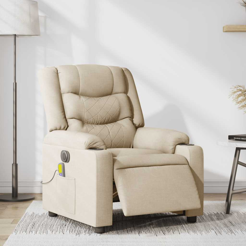 Massagesessel Elektrisch Creme Stoff