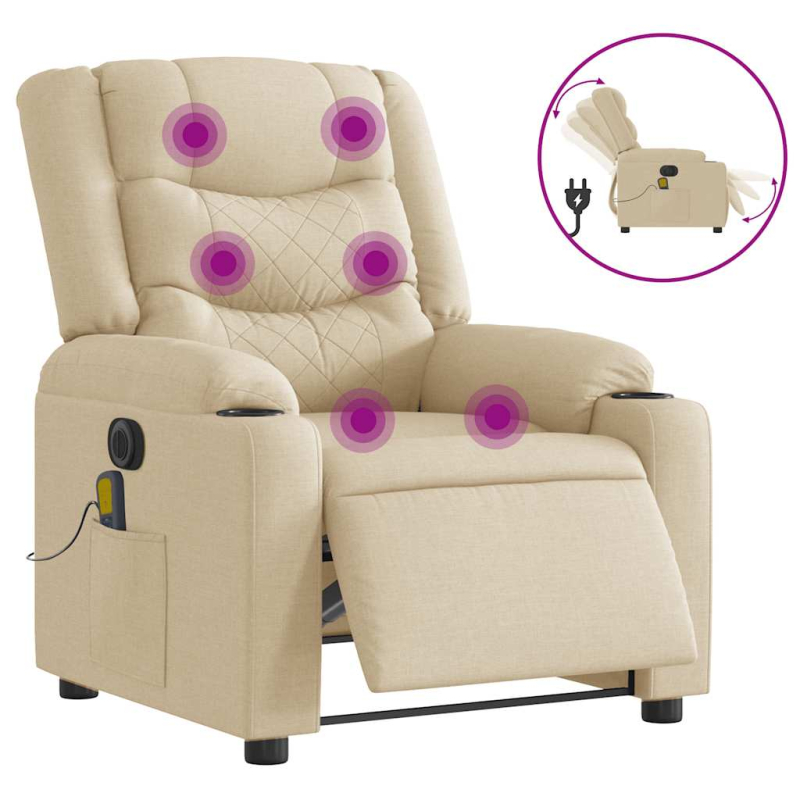 Massagesessel Elektrisch Creme Stoff