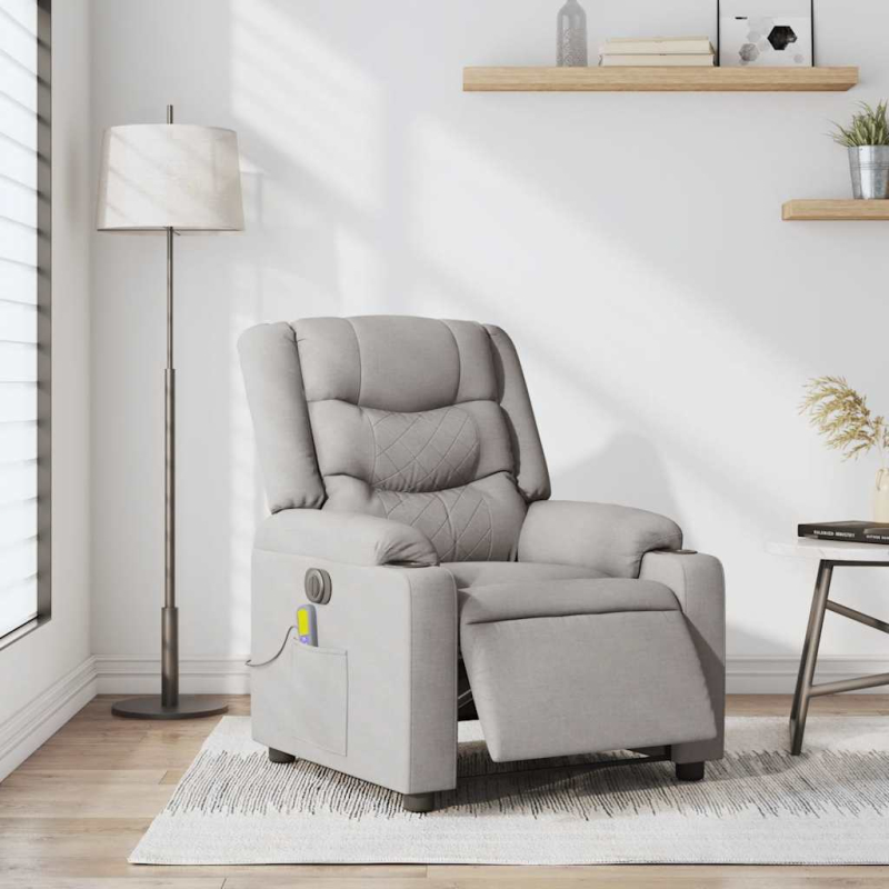 Massagesessel Elektrisch Wolkengrau Stoff