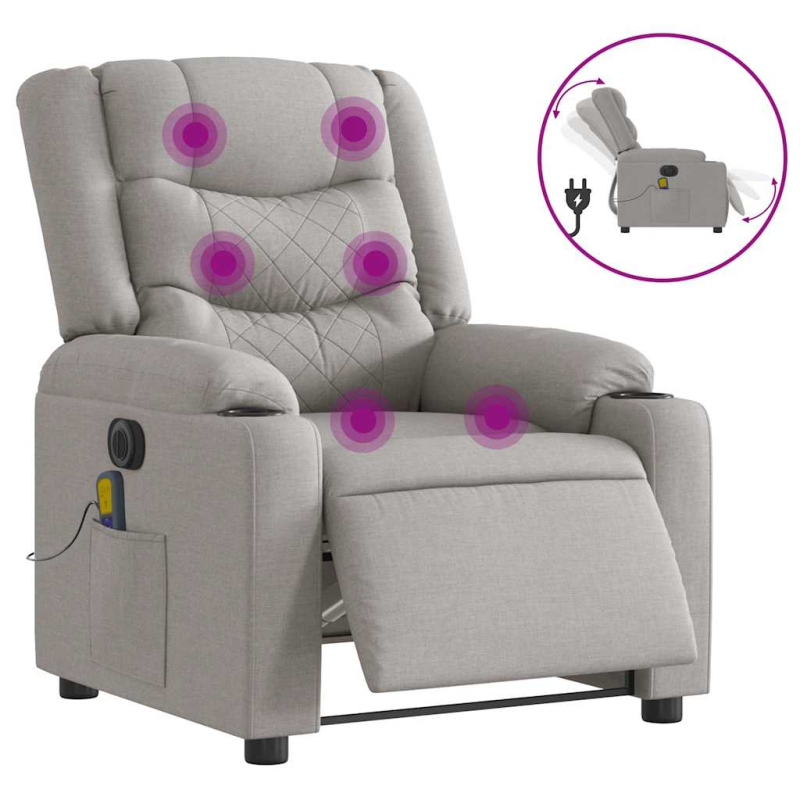 Massagesessel Elektrisch Wolkengrau Stoff