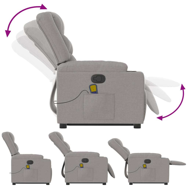 Massagesessel mit Aufstehhilfe Wolkengrau Stoff