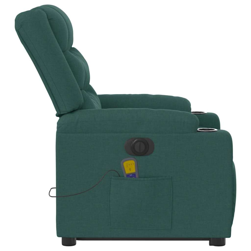 Elektrischer Massagesessel mit Aufstehhilfe Dunkelgrün Stoff