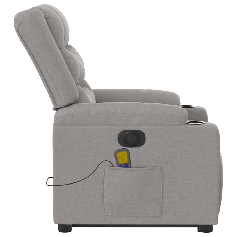 Massagesessel mit Aufstehhilfe Elektrisch Wolkengrau Stoff