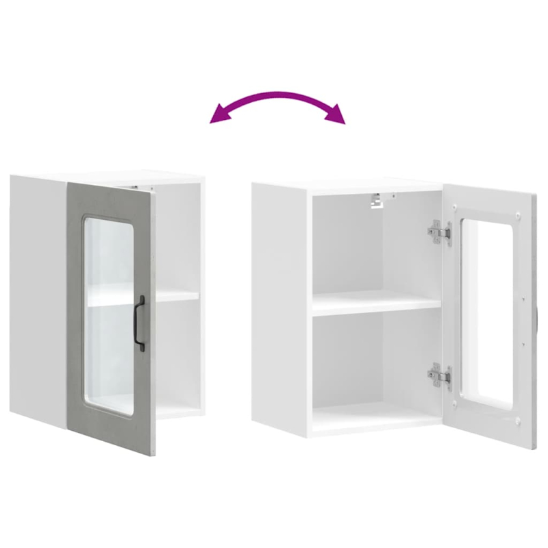 Küchen-Hängeschrank mit Glastür Kalmar Betongrau Holzwerkstoff