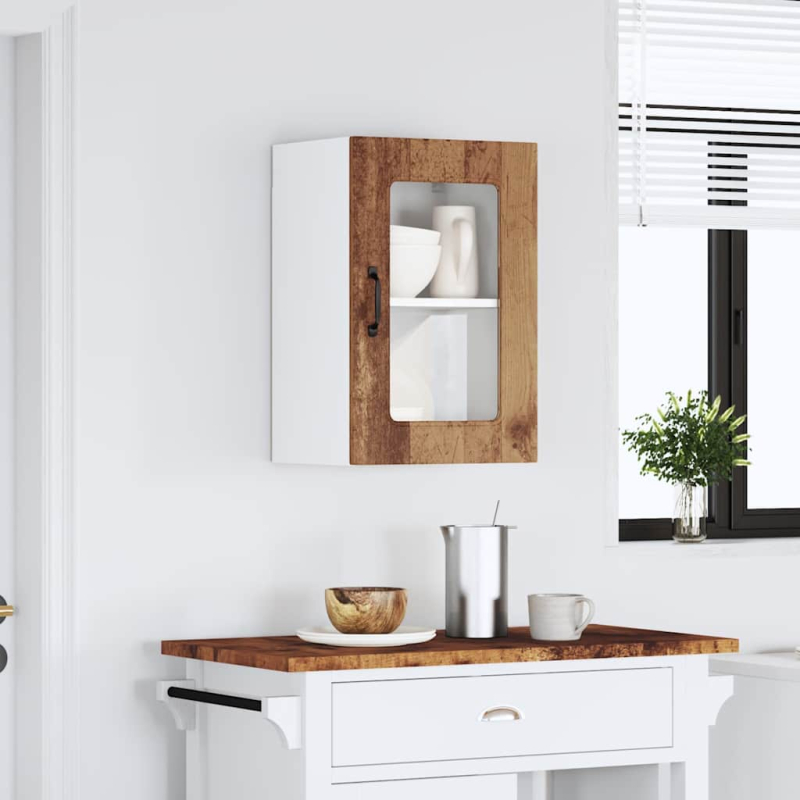 Küchen-Hängeschrank mit Glastür Kalmar Altholz-Optik Holzwerkstoff