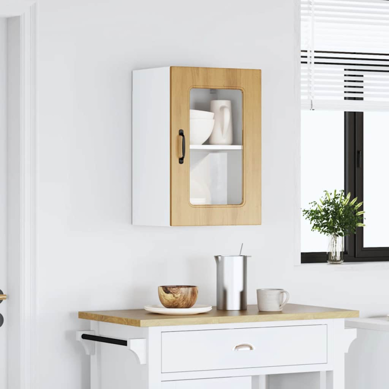 Küchen-Hängeschrank mit Glastür Kalmar Artisan-Eiche Holzwerkstoff