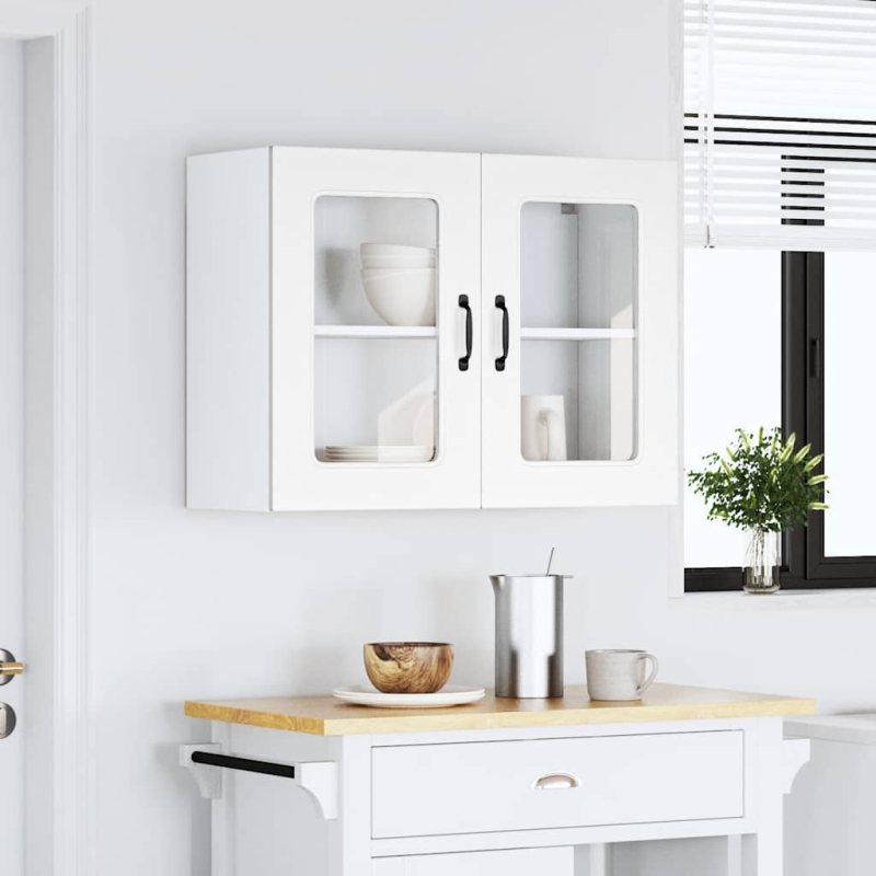 Küchen-Hängeschrank mit Glastür Kalmar Weiß Holzwerkstoff