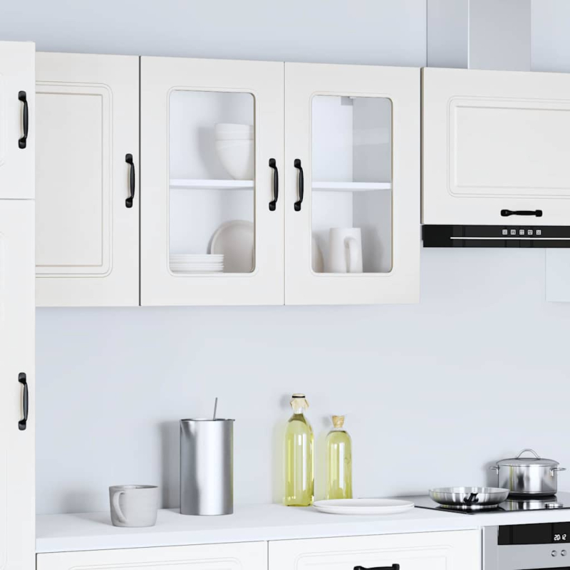 Küchen-Hängeschrank mit Glastür Kalmar Weiß Holzwerkstoff
