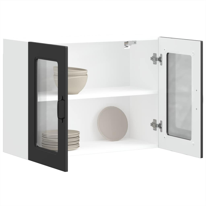 Küchen-Hängeschrank mit Glastür Kalmar Schwarz Holzwerkstoff