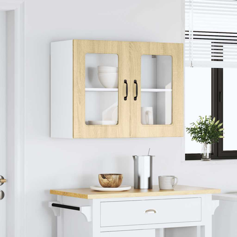 Küchen-Hängeschrank mit Glastür Kalmar Sonoma-Eiche Holzwerkstoff