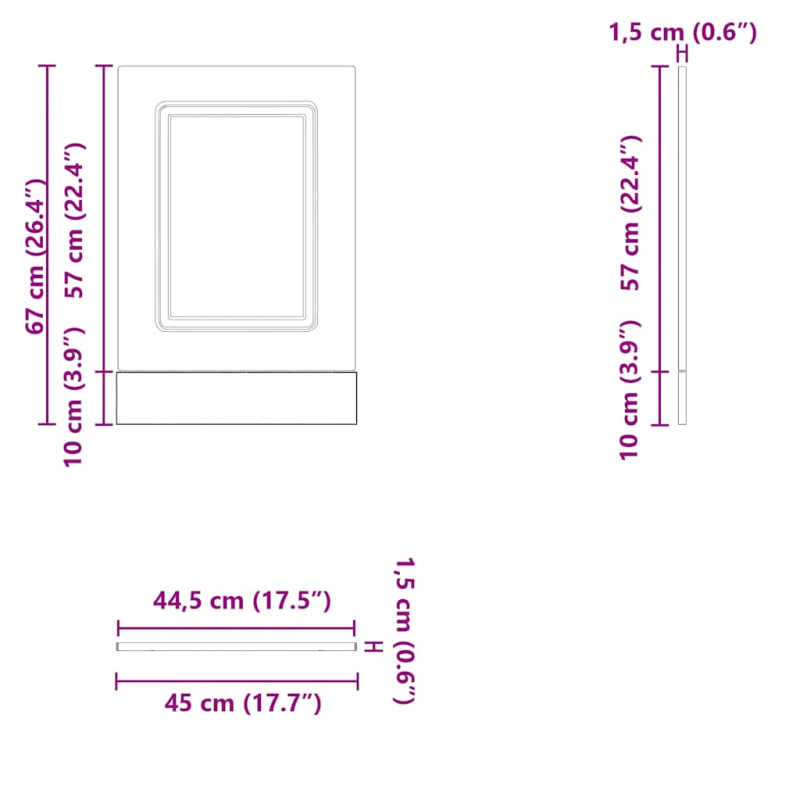 Geschirrspülerblende Kalmar Braun Eichen-Optik 45x1,5x67 cm