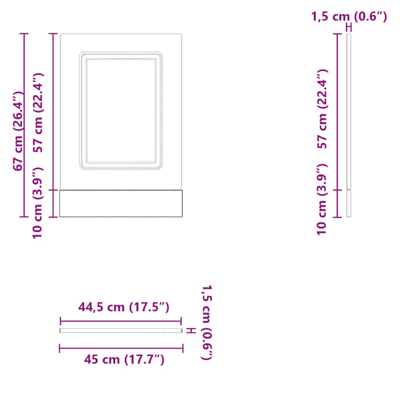 Geschirrspülerblende Kalmar Altholz-Optik 45x1,5x67 cm