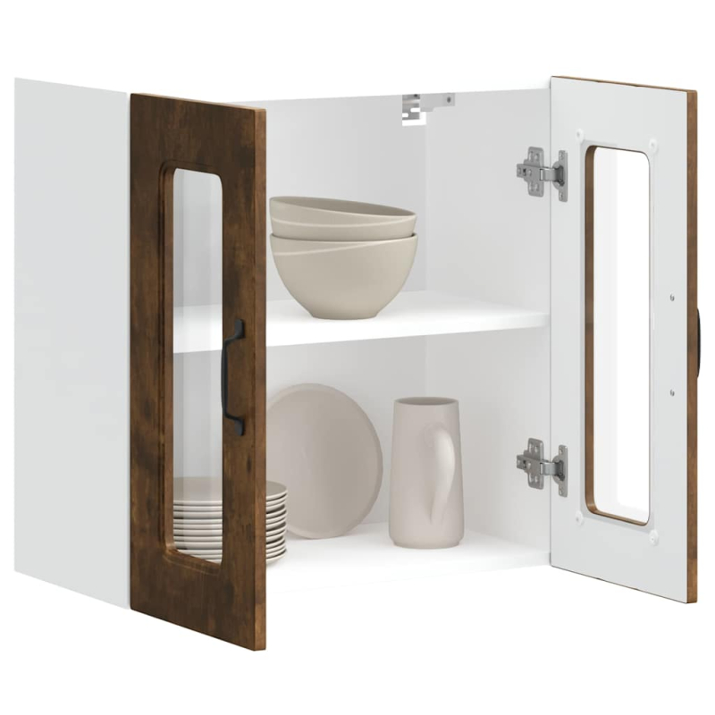 Küchen-Hängeschrank mit Glastür Kalmar Räuchereiche Holzwerkstoff