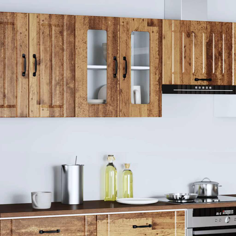 Küchen-Hängeschrank mit Glastür Kalmar Altholz-Optik Holzwerkstoff