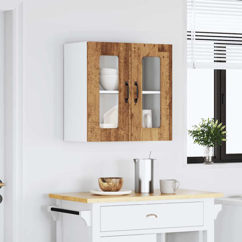 Küchen-Hängeschrank mit Glastür Kalmar Altholz-Optik Holzwerkstoff