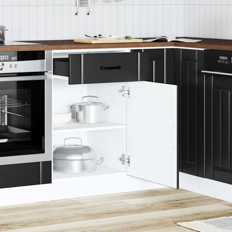 Küchen-Unterschrank Lucca Schwarz Holzwerkstoff