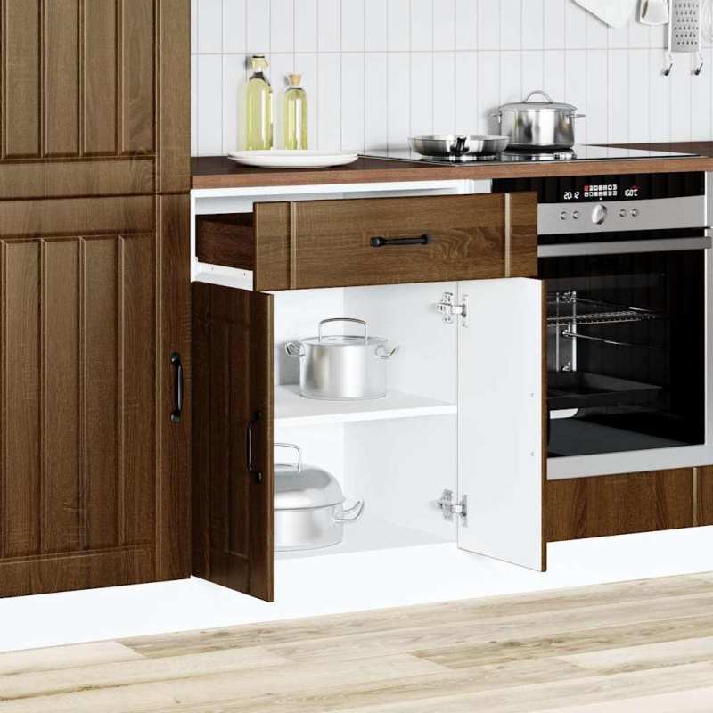 Küchen-Unterschrank Lucca Braun Eichen-Optik Holzwerkstoff