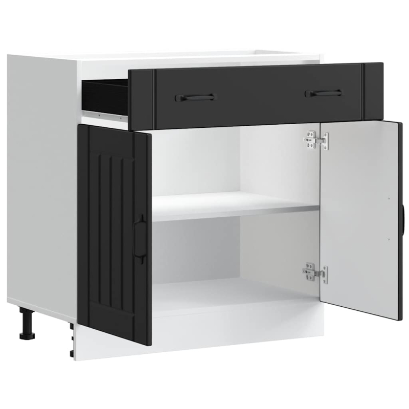 Küchen-Unterschrank Lucca Schwarz Holzwerkstoff