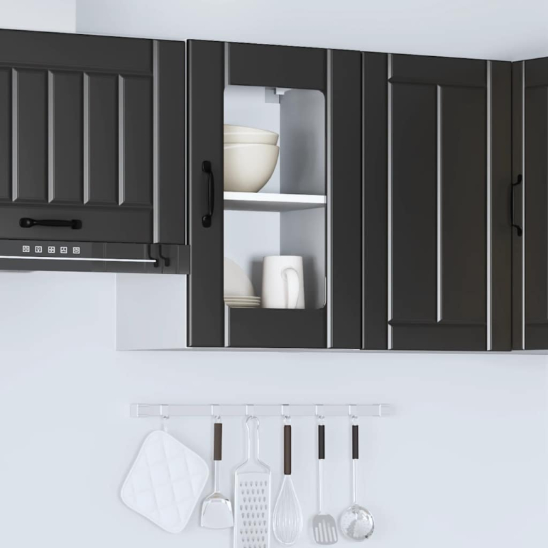Küchen-Hängeschrank mit Glastür Lucca Schwarz