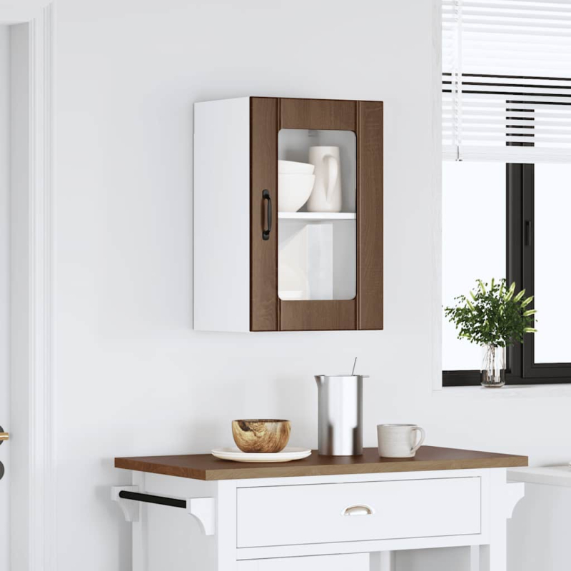 Küchen-Hängeschrank mit Glastür Lucca Braun Eichen-Optik