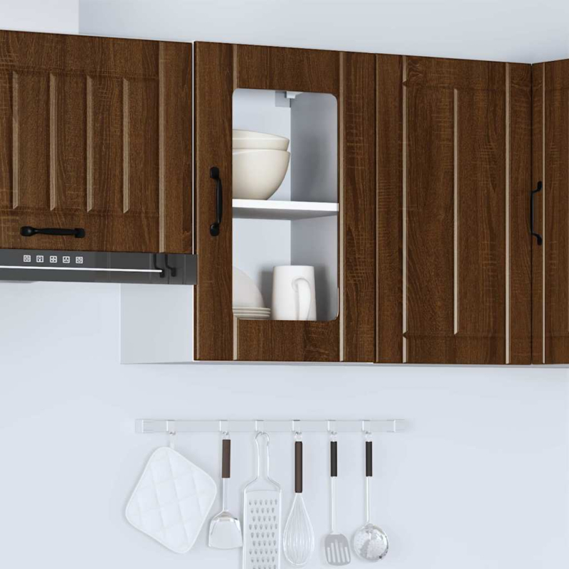 Küchen-Hängeschrank mit Glastür Lucca Braun Eichen-Optik