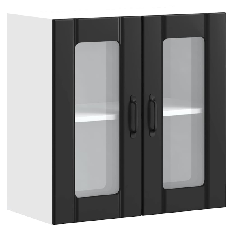 Küchen-Hängeschrank mit Glastür Lucca Schwarz Holzwerkstoff