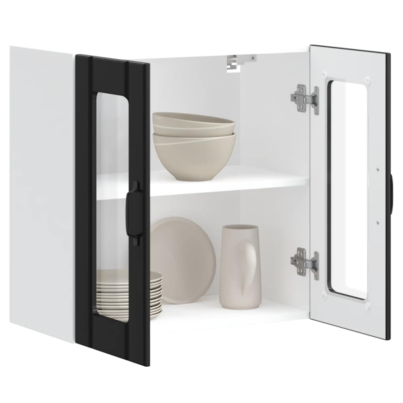 Küchen-Hängeschrank mit Glastür Lucca Schwarz Holzwerkstoff