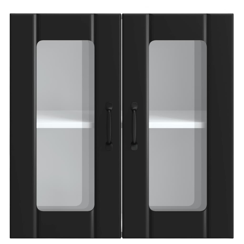 Küchen-Hängeschrank mit Glastür Lucca Schwarz Holzwerkstoff