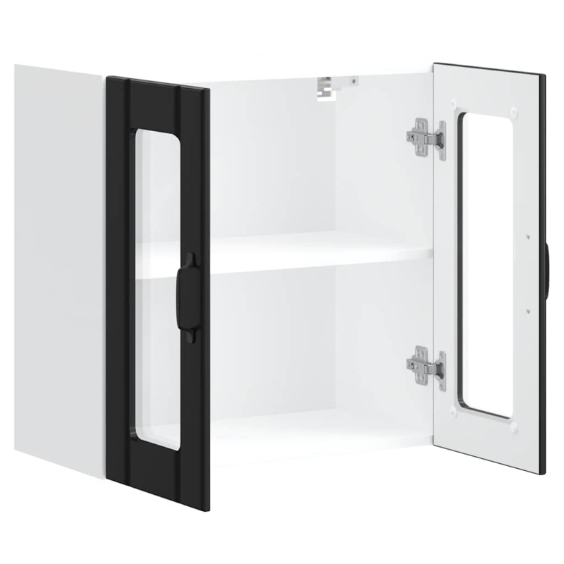 Küchen-Hängeschrank mit Glastür Lucca Schwarz Holzwerkstoff