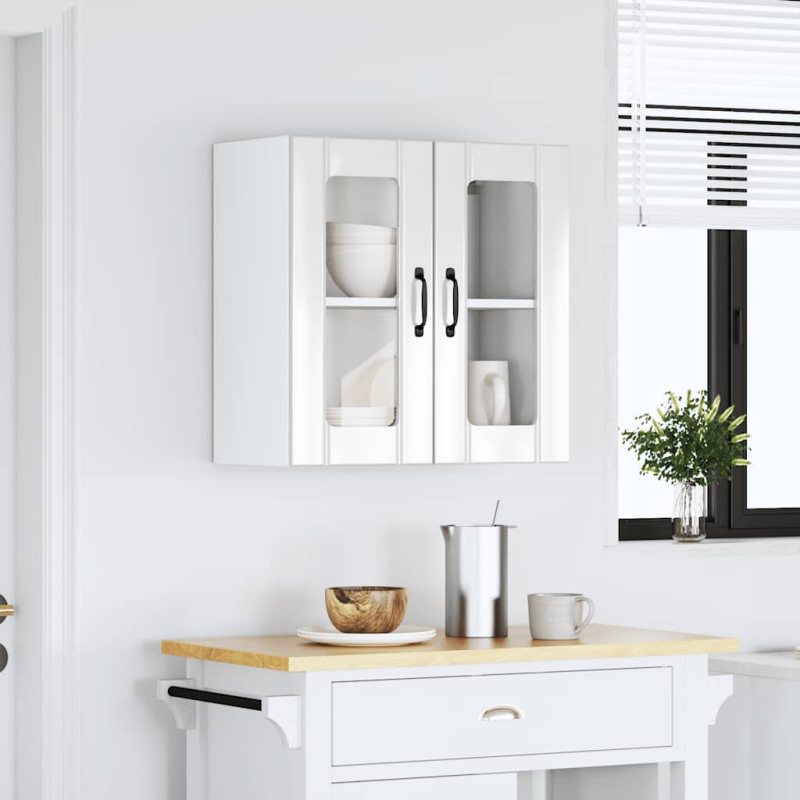 Küchen-Hängeschrank mit Glastür Lucca Hochglanz-Weiß Holzwerkstoff