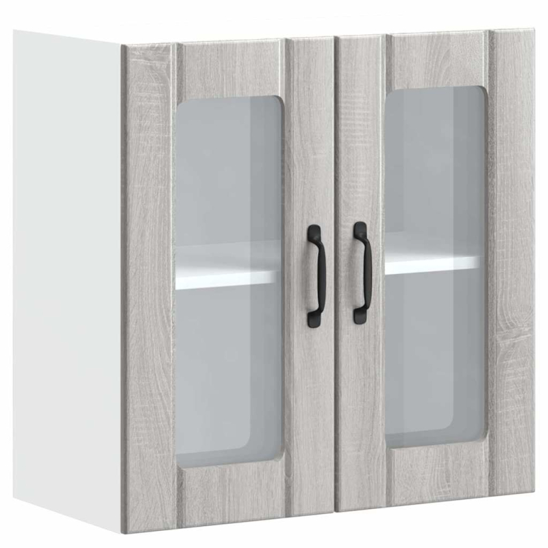 Küchen-Hängeschrank mit Glastür Lucca Grau Sonoma Holzwerkstoff