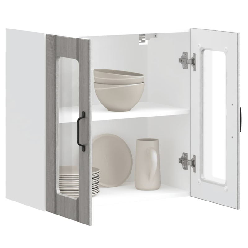 Küchen-Hängeschrank mit Glastür Lucca Grau Sonoma Holzwerkstoff