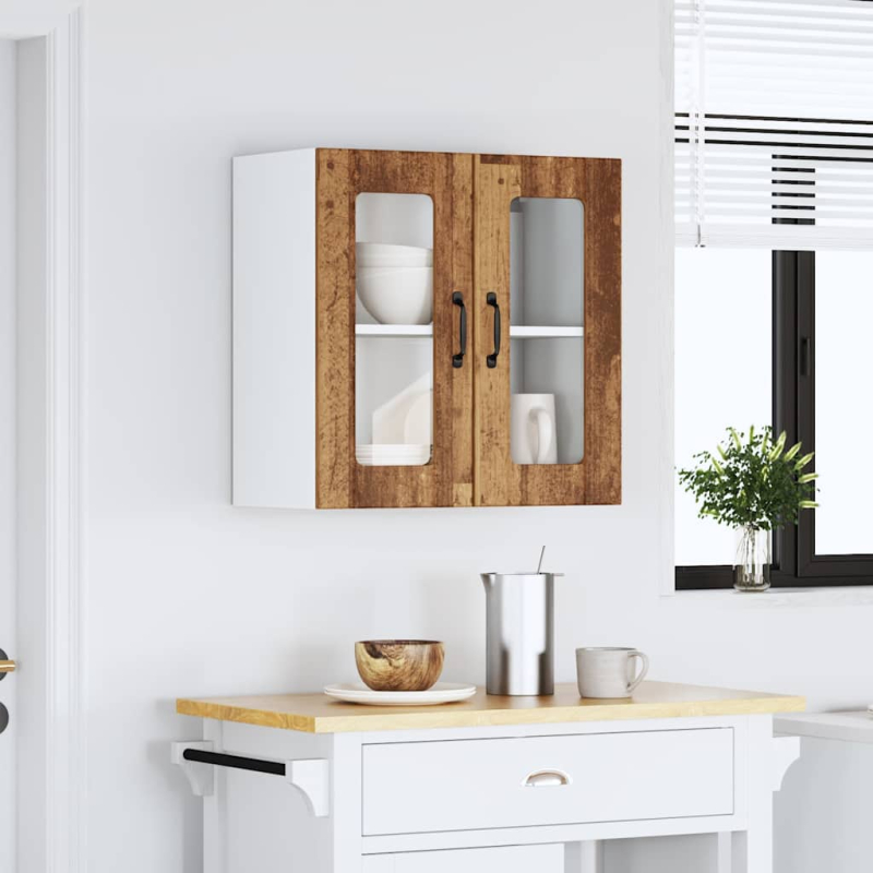 Küchen-Hängeschrank mit Glastür Lucca Altholz-Optik Holzwerkstoff