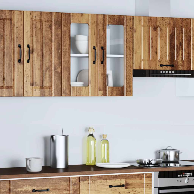 Küchen-Hängeschrank mit Glastür Lucca Altholz-Optik Holzwerkstoff