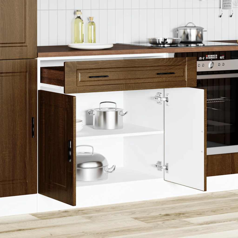 Küchenunterschrank Porto Braun Eichen-Optik Holzwerkstoff