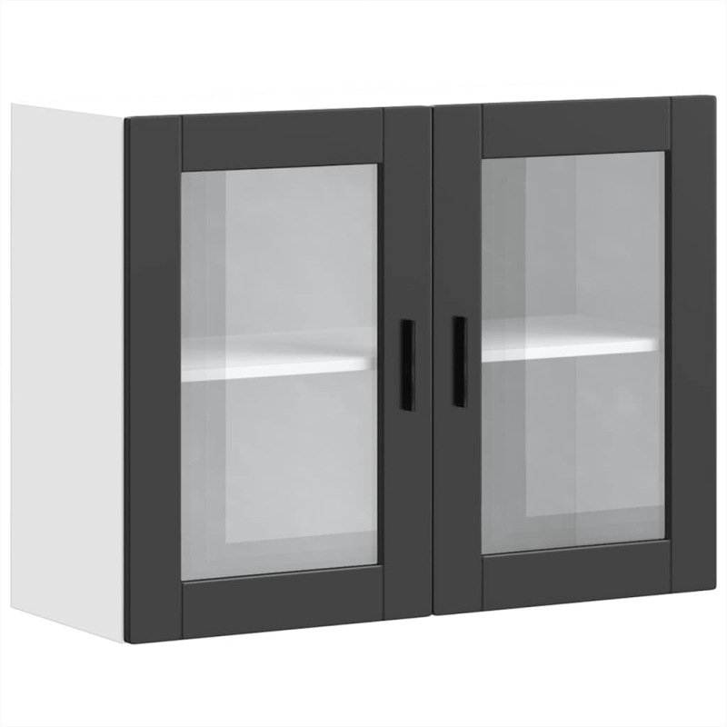 Küchen-Hängeschrank mit Glastür Porto Schwarz