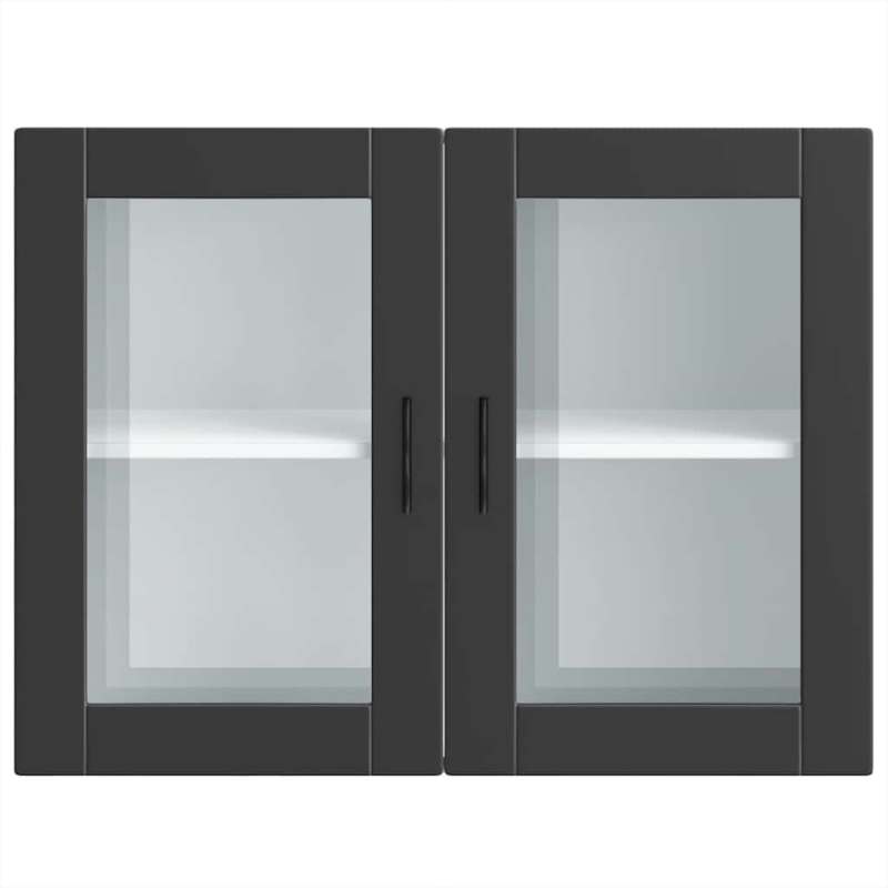 Küchen-Hängeschrank mit Glastür Porto Schwarz