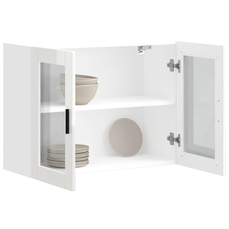 Küchen-Hängeschrank mit Glastür Porto Hochglanz-Weiß