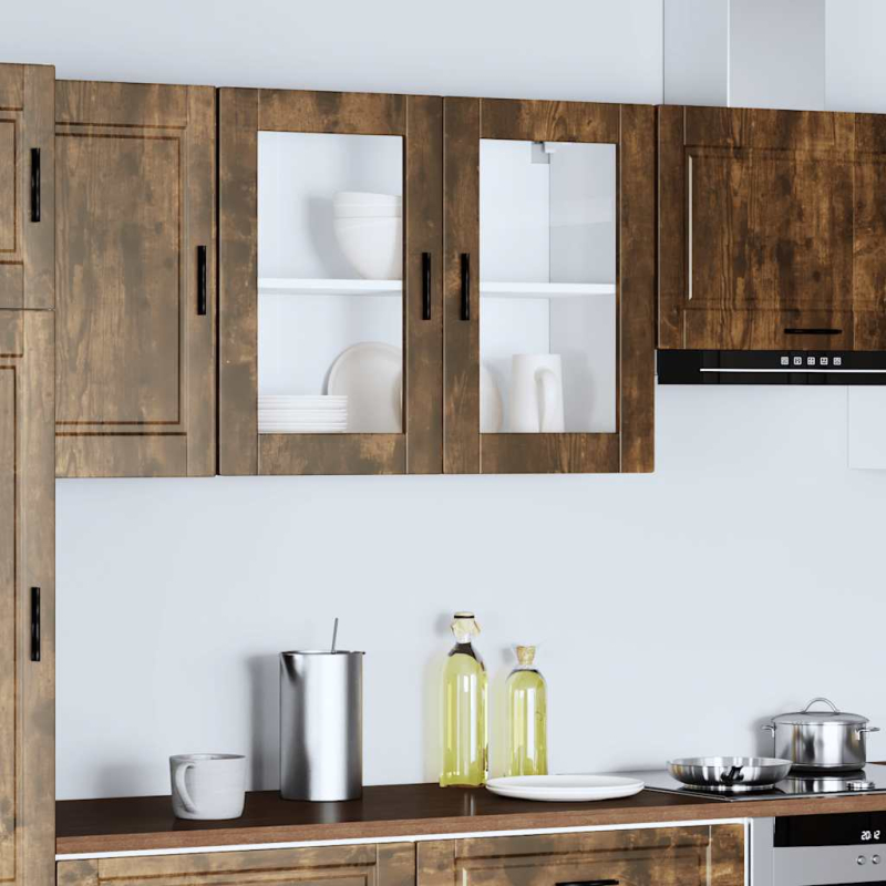 Küchen-Hängeschrank mit Glastür Porto Räuchereiche