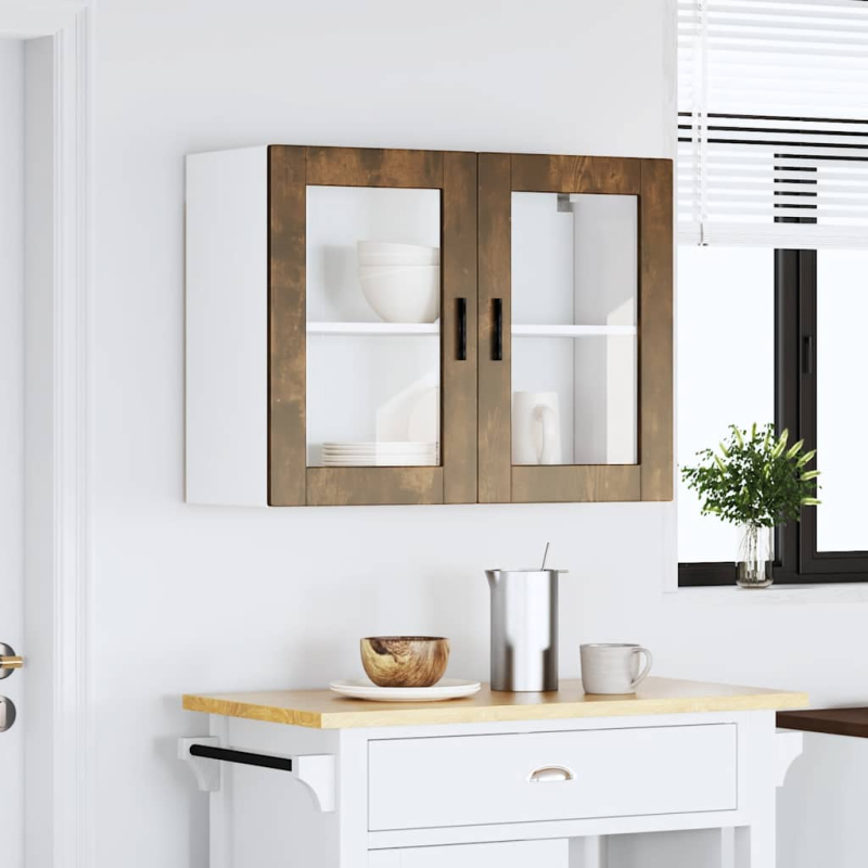 Küchen-Hängeschrank mit Glastür Porto Räuchereiche