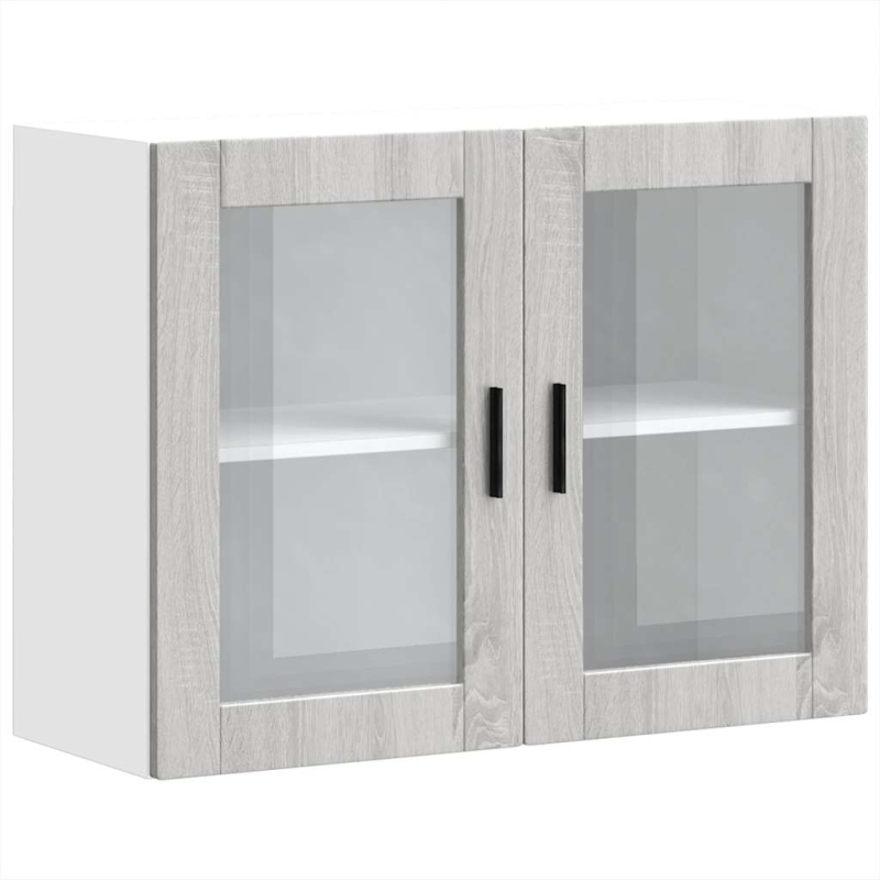 Küchen-Hängeschrank mit Glastür Porto Grau Sonoma