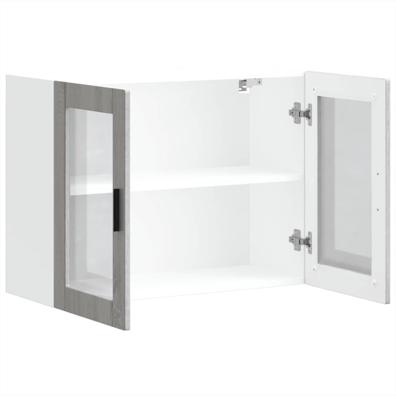 Küchen-Hängeschrank mit Glastür Porto Grau Sonoma
