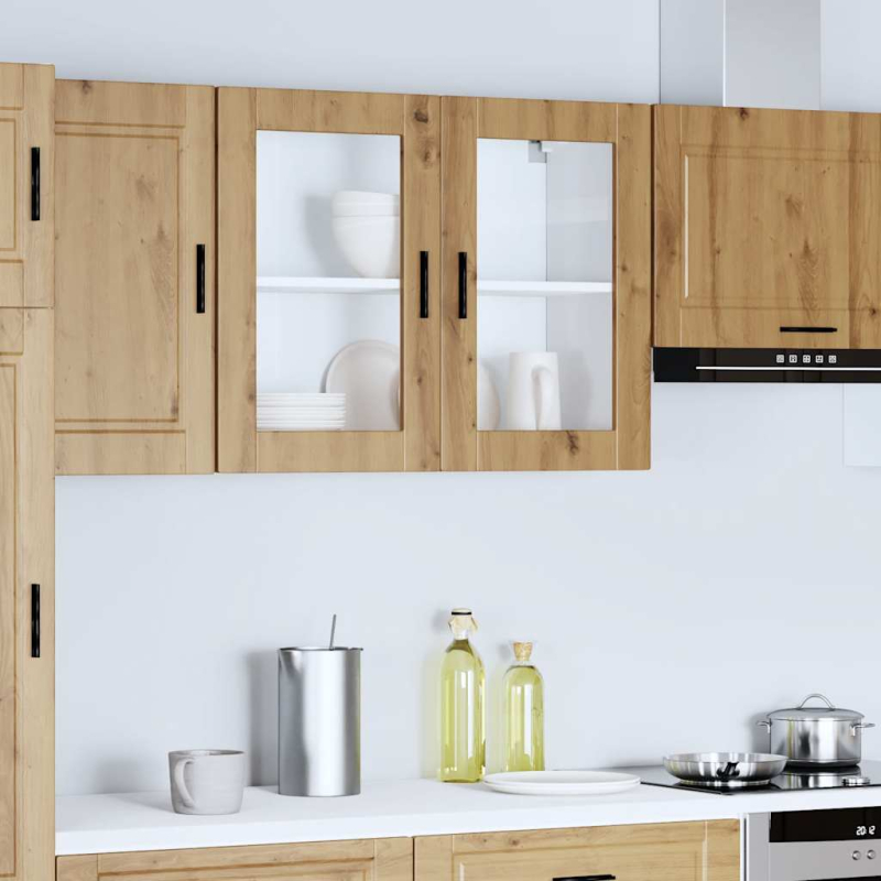 Küchen-Hängeschrank mit Glastür Porto Artisan-Eiche