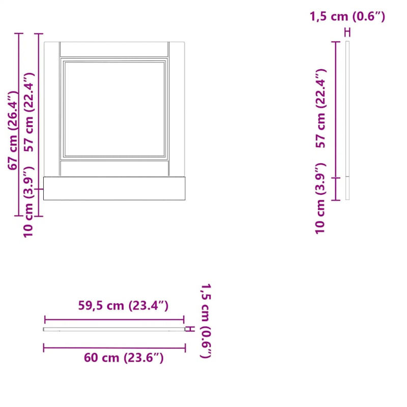 Geschirrspülerblende Porto Schwarz 60x1,5x67 cm Holzwerkstoff